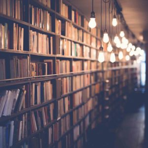 Image of dimly lit shelves for the School Careers Department post