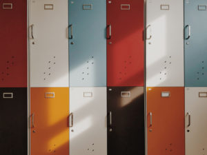 Image of a wall of lockers for the Typical facilities in UK schools post